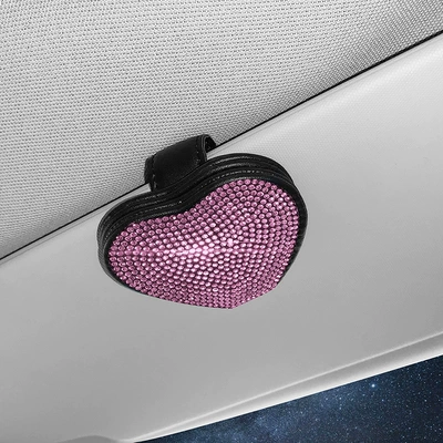 Car Glasses Clip/Bill Clip sun visor glasses holder magnetic - pink-diamond-one-price