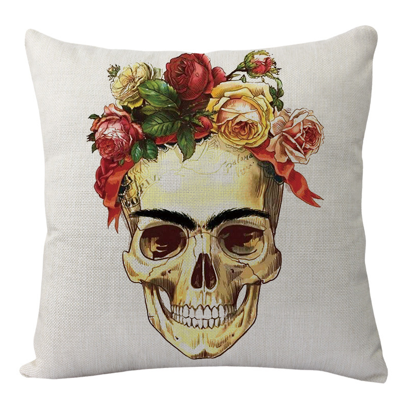 Colorful Skull Pillow Cover 2