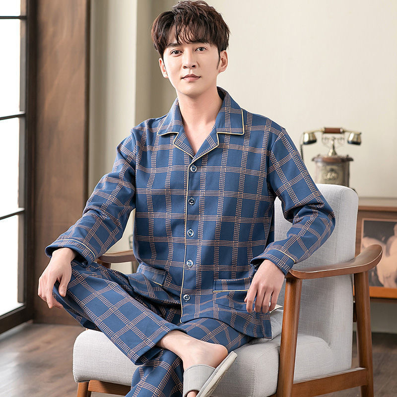 Otoño y invierno de algodón cardigan pantalones de manga larga pijama más tamaño suelto 200 jin ropa casera de ocio juvenil