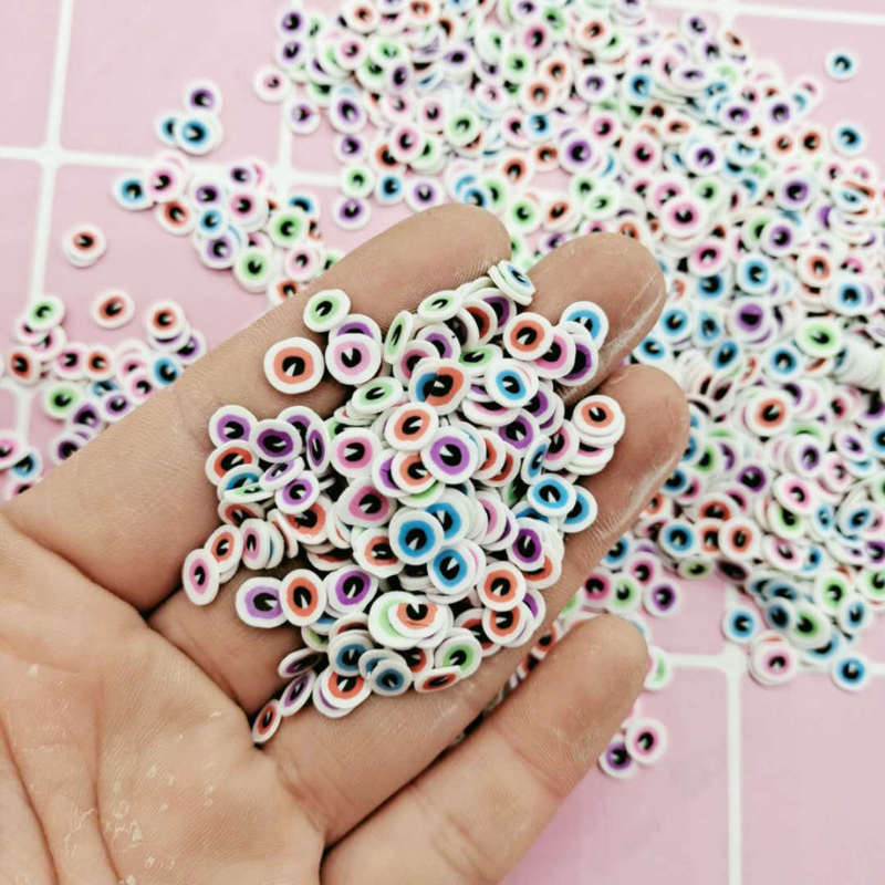 Multi-color Eye Film Halloween QQ expression mixed color expression slime filled nail art patch DIY material