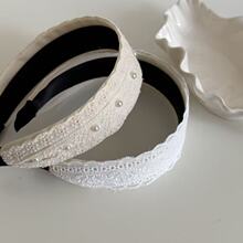 韩版珍珠蕾丝发箍女复古发饰白色宽边头箍休闲洗脸发夹甜美发圈