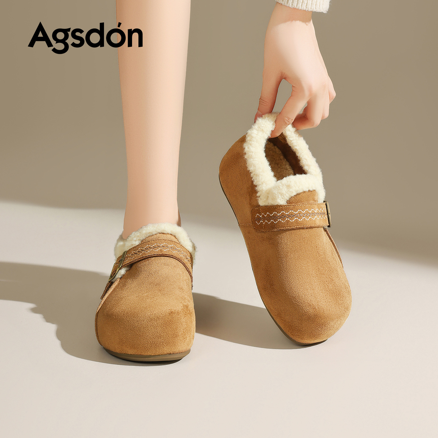 Augu Lion Deng Xiaoping Boccan zapatos mujeres 2025 nuevo invierno grueso todo incluido botas de nieve de peluche zapatos de algodón de patata pequeña