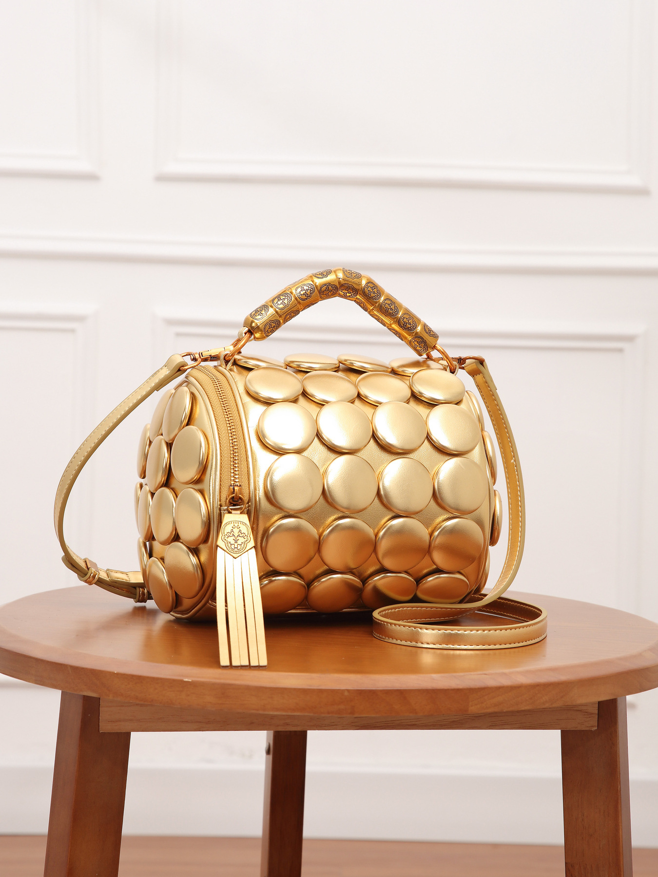 Damen Handtasche Mit Polka Dot Muster Elegante Umhängetasche_voghion.com