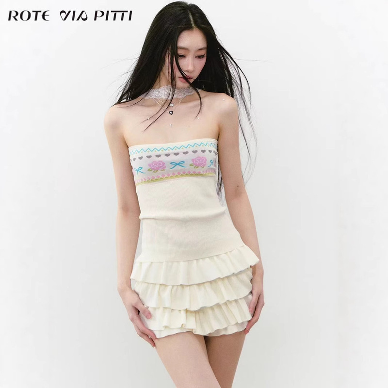 レースホルターネックパッチワーク美しいバックベストチューブトップ女性のための夏の新しいアメリカンスリムフィットデザイントップアウターウェア女性のための|undefined