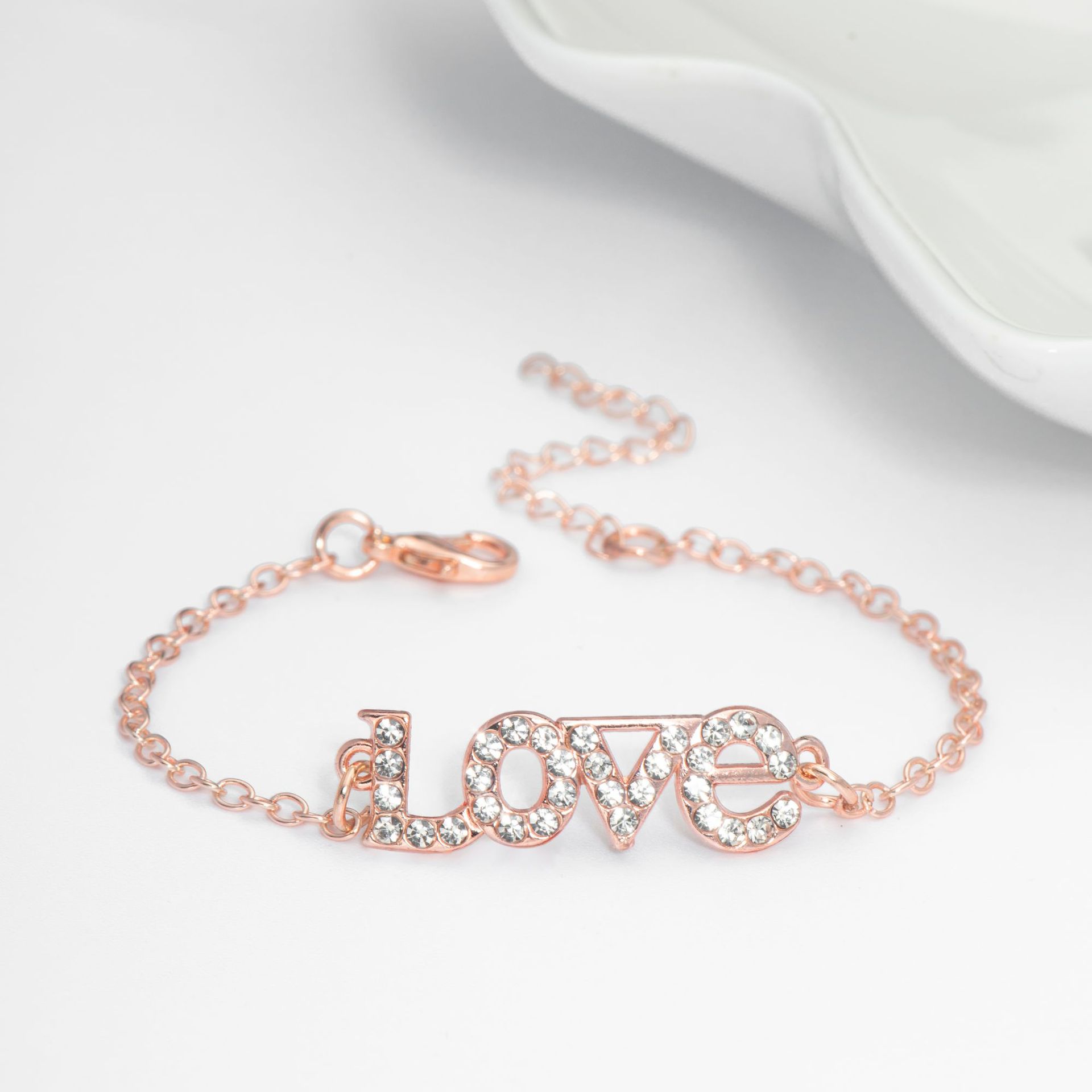 10g Weight Alloy, Rhinestones Pendant Material Rhinestones Inlay Material Bracelets Classification Alloy Chain Material 1 Piece Quantity Holiday, Daily, Street Occasion Alloy Material Letter Pattern Women's Gender Inlay Design Lady Style Lady Letter Rhinestones Alloy Wholesale Bracelets 12
