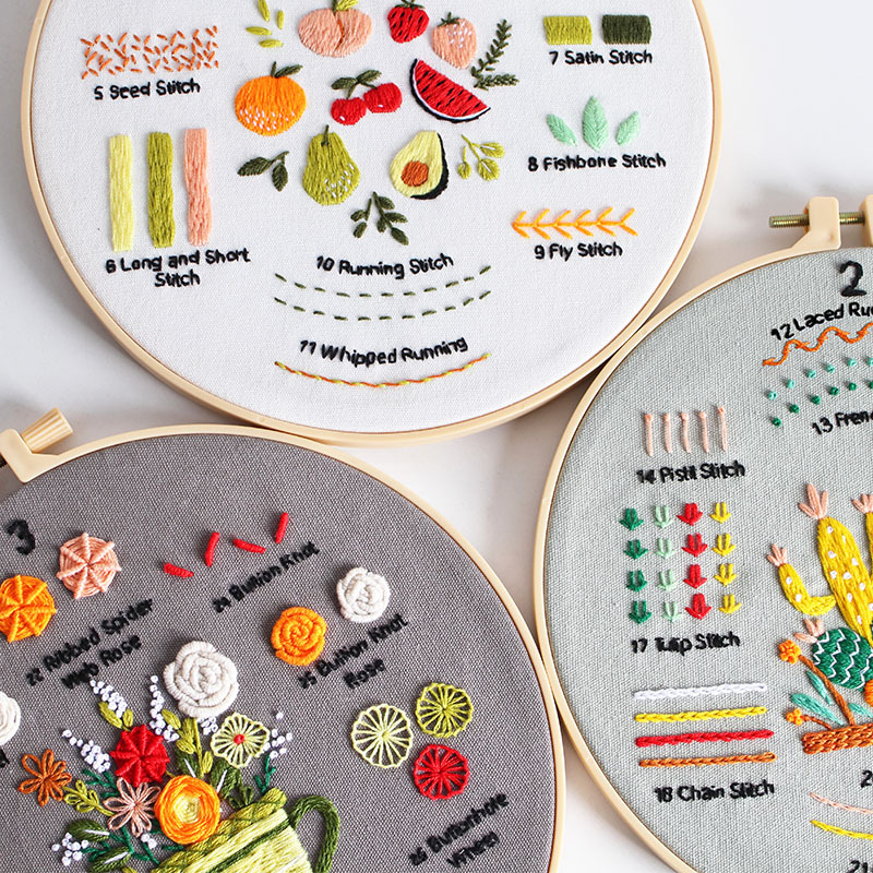 Nuevo producto, práctica de puntada de bordado original, paquete de material de bricolaje hecho a mano, docenas de puntadas, combinación de 4 piezas