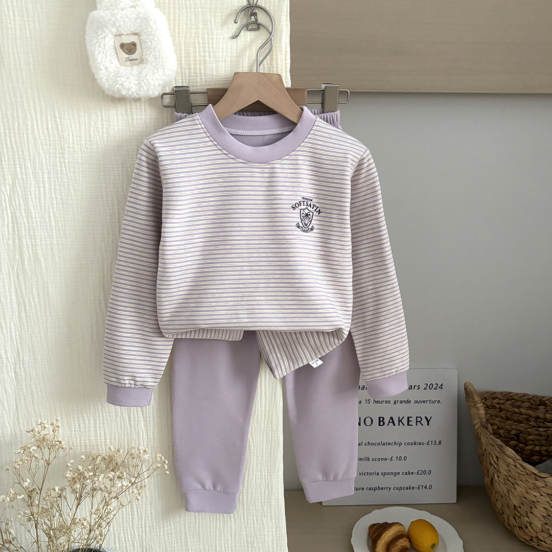 Conjunto de ropa interior caliente para niños otoño y invierno, ropa de seda de lana para niños y niñas, pantalones de otoño de dos piezas, ropa para el hogar para bebés