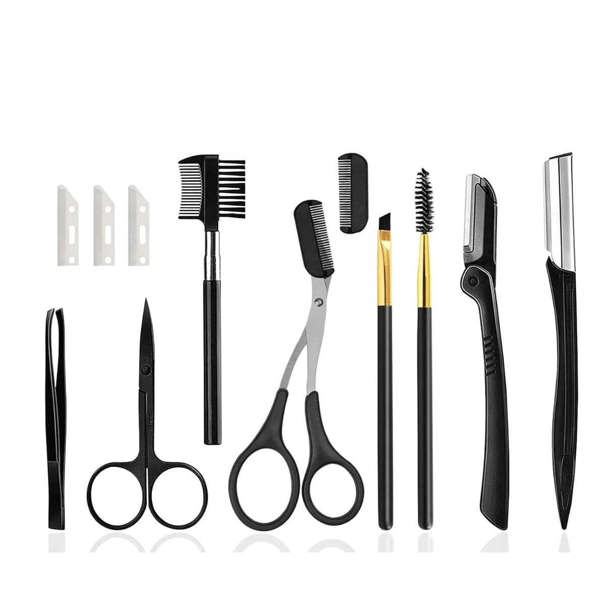 Eyebrow Trimming Kit, multi-piece grooming set with anti-scratch trimmer & precision tweezers