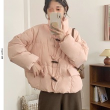 牛角扣短款羽绒服女小个子面包服2025秋冬新款韩版立领宽松外套
