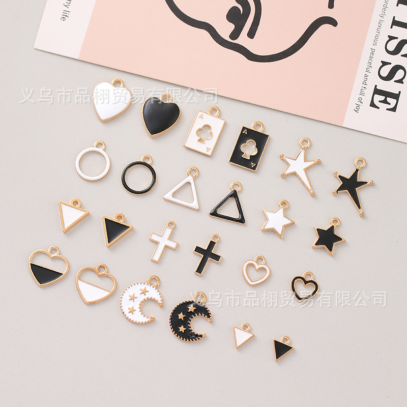 Alloy oil drop pendant cross five-pointed star circle star moon jewelry accessories diy handmade materials