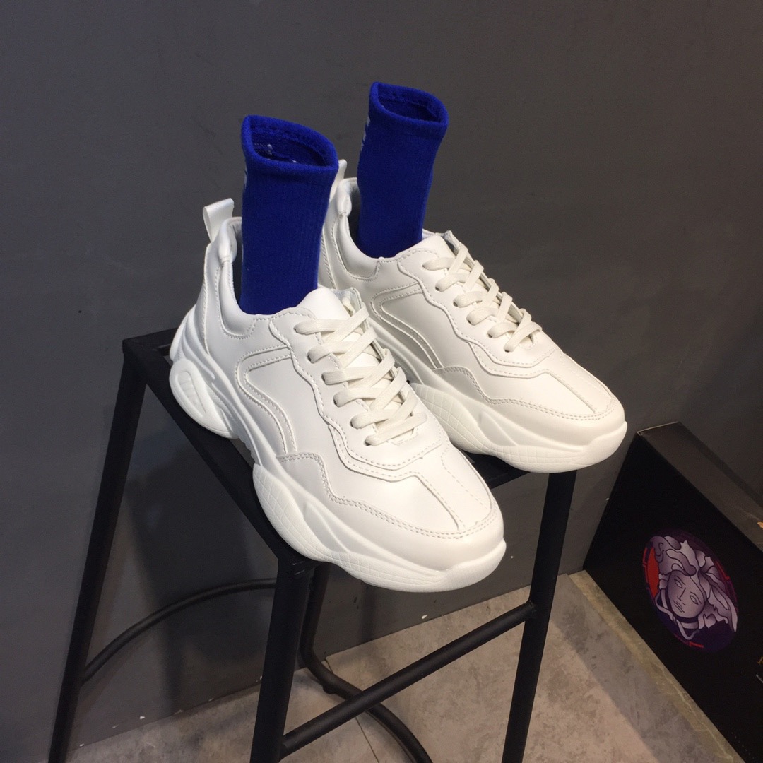 Summer white sneakers with hidden heel