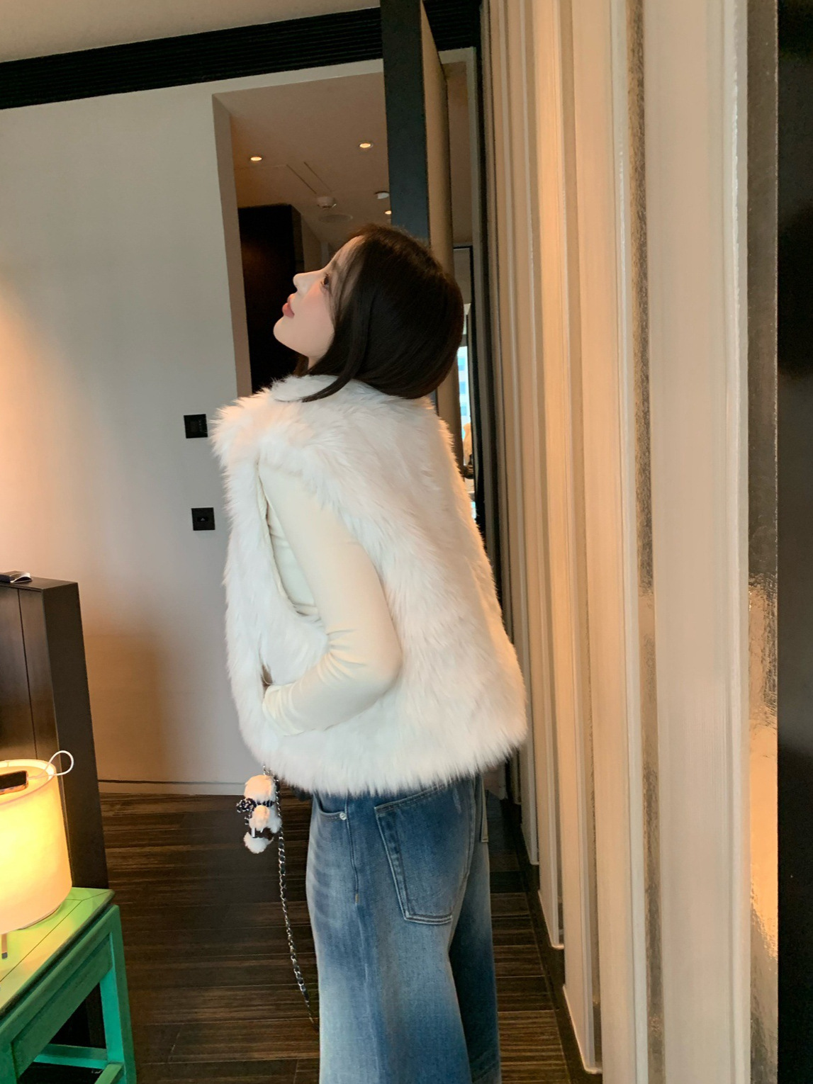 Los dos lados de la ropa de algodón de lana abrigo de mujer otoño invierno nuevo sin mangas hombro de alta sensación de chaleco de piel ecológica image 3