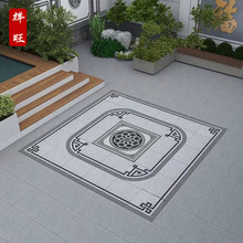 农村庭院地铺石效果图装饰中式庭院拼花地砖地铺铺设瓷砖新农村