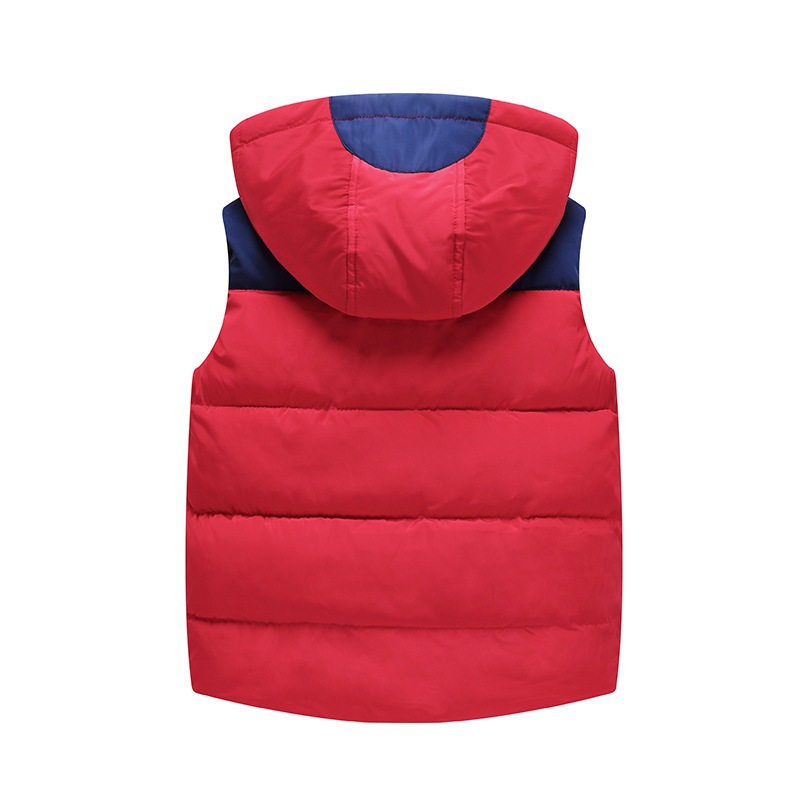 Chaleco de Algodón Grueso para Niños, Invierno 2025, con Botones de Cuerno y Bloques de Color para Niños, Estilo Exportación, Estilo Moderno