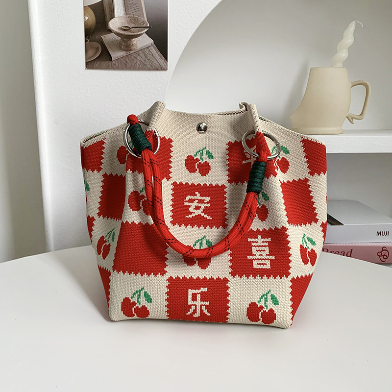 Bolsas de punto nuevas bolsas de hebilla de anillo trenzadas bolsas de mano de hebilla magnética tridimensional bolsas de mano bolsas de mano bolsas de hombro fábrica al por mayor