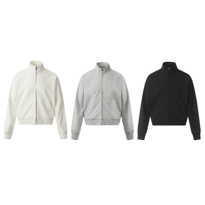 Men's Casual Sports Jacket Coat Spring and Autumn Street Trendy American Style Retro Solid Color Basic Collar Cardigan Sweater