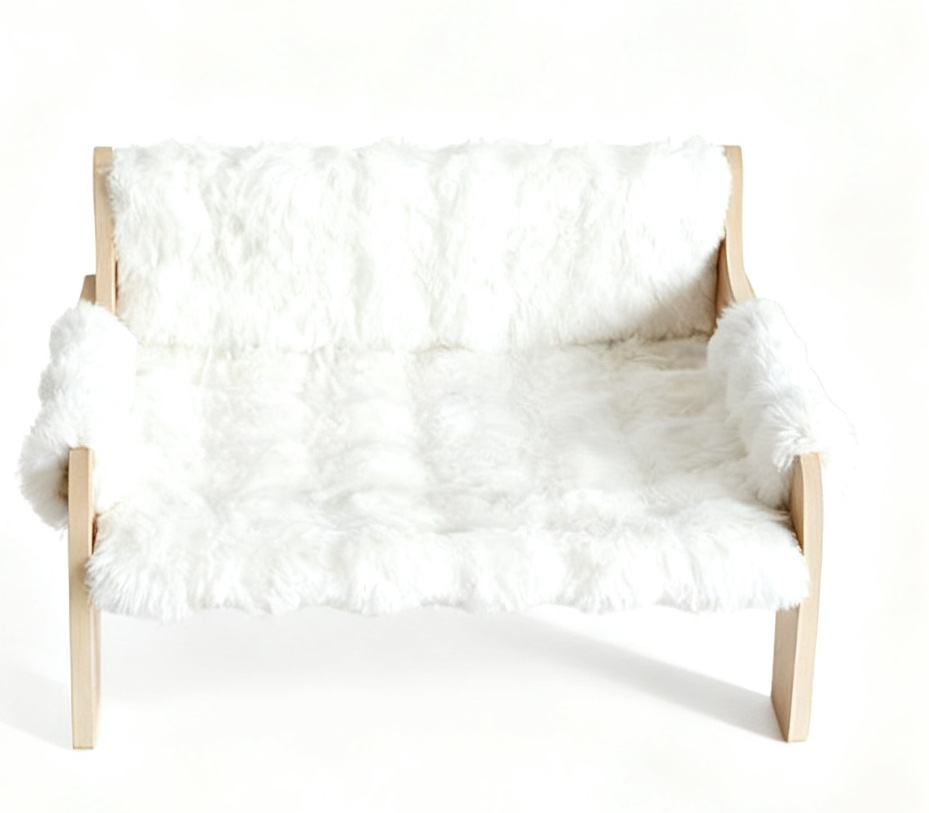 애완동물 겨울용 롱 파일 소파 화이트