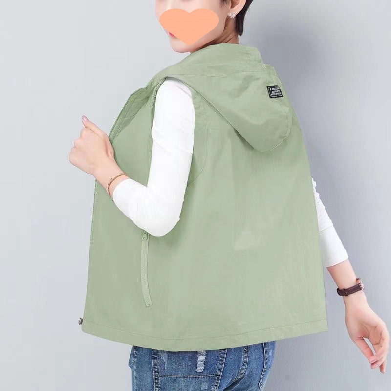 [40-150kg] Extra Large Size Spring, Summer and Autum 2025 New Hooded Sleeveless Loose Fat mm Vest for Women Trendy