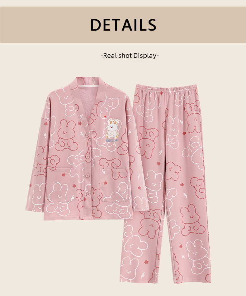 Baumwoll-pyjama-set Für Mädchen Langärmeliges Hausanzug-set Süß_voghion.com
