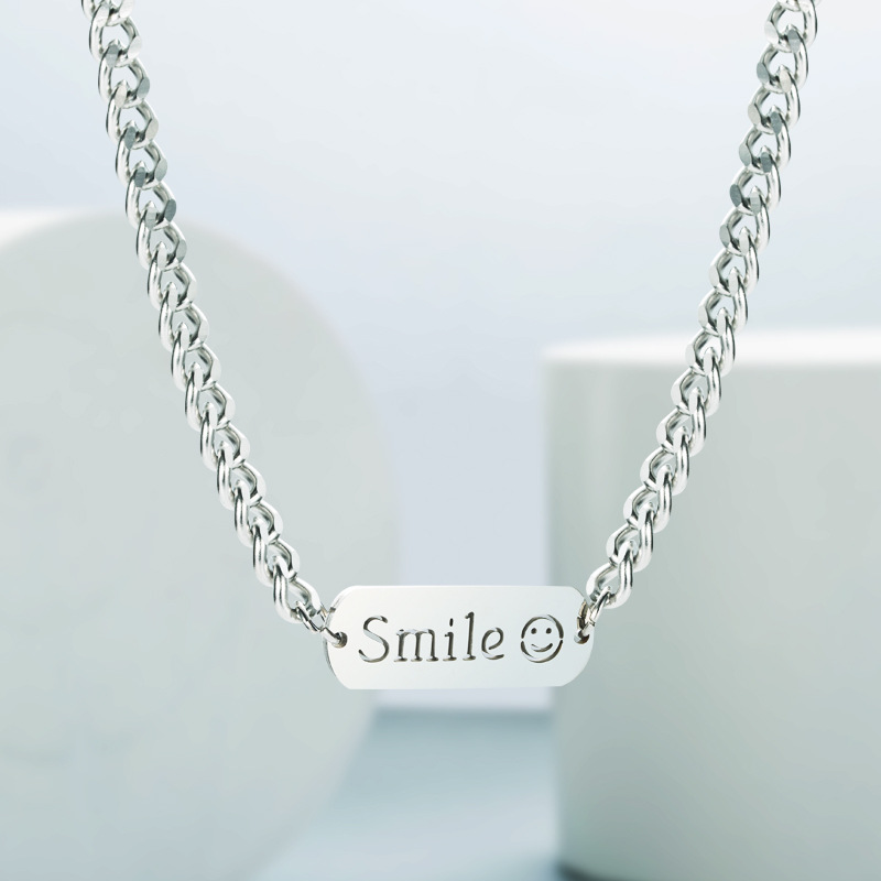 Wholesale Jewelry Geometric Letter Pendant Thick Chain Titanium Steel Necklace Nihaojewelry display picture 2