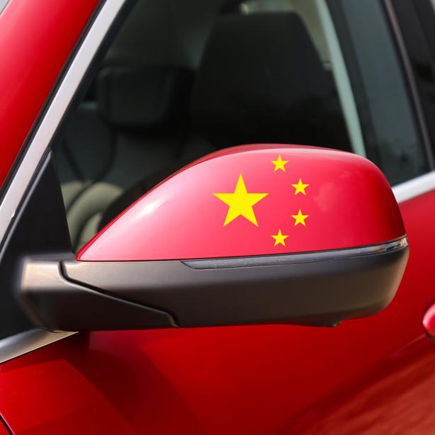 [Ventas directas de fábrica] pegatinas de espejo retrovisor de bandera roja de cinco estrellas (pegatinas de espejo reflectante) un par de pegatinas de coche al por mayor