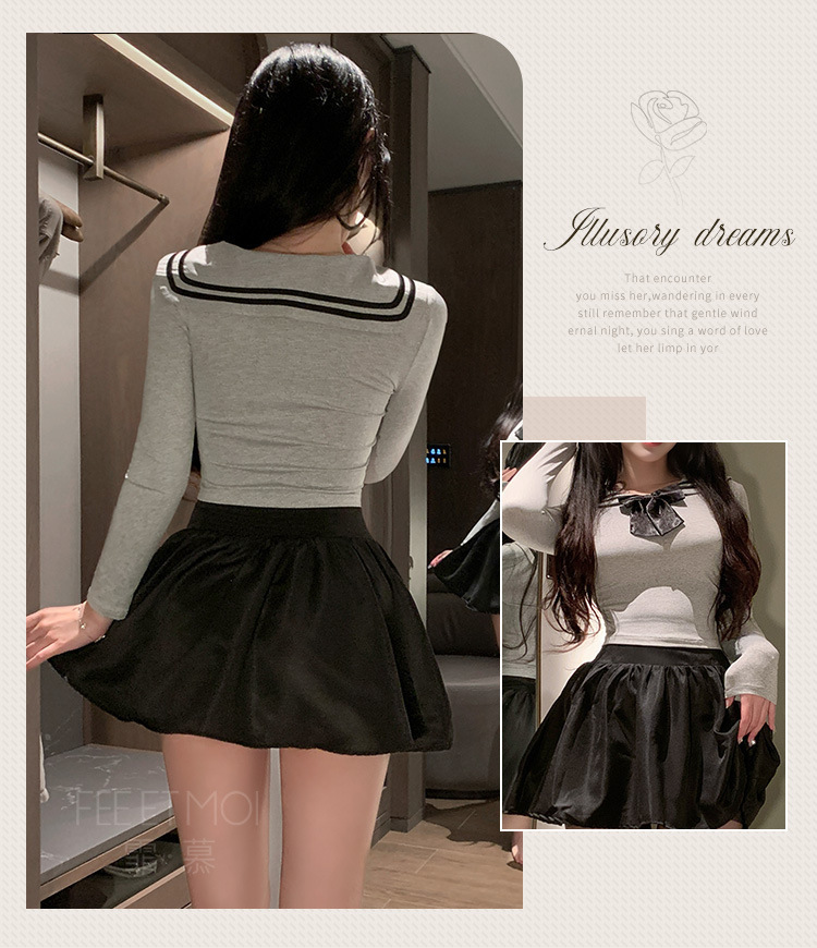 Feimu Selects JK Uniform Costume Set with Pleated Skirt, Tie and Thong — detail image 49