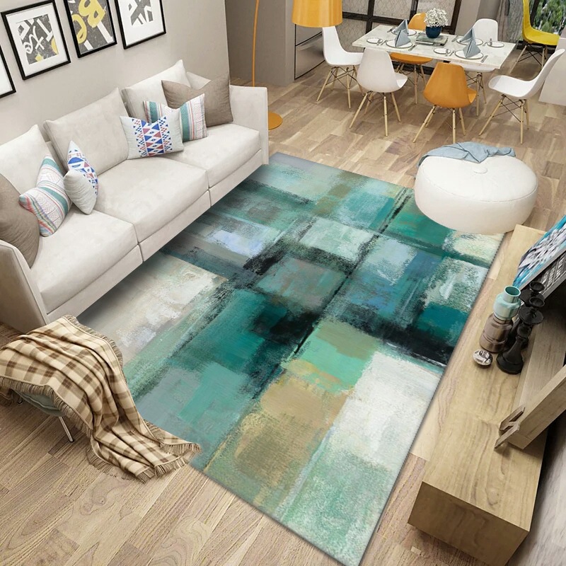 Alfombra moderna minimalista para sala de estar, alfombra para entrada, alfombra 3D impresa para sofá y mesa de centro, suministro directo del fabricante. image 3