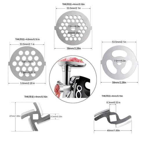 Cross-border household meat grinder accessories stainless steel mesh blades Jinzheng Little Bear sausage machine blade plate sieve hole plate