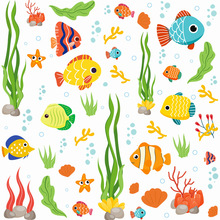 廠家批發海洋卡通魚牆貼浴室衛生間游泳館裝飾貼畫外貿小圖案貼紙
