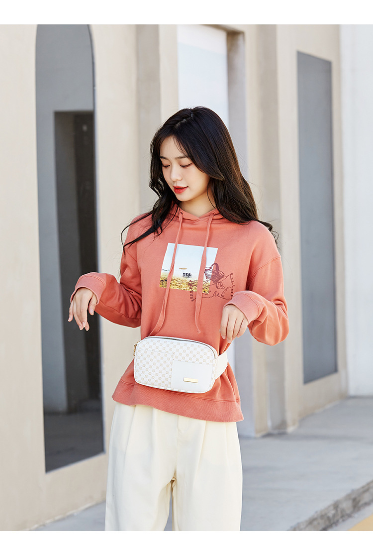 PU Leather Material Printing Pattern Women's Small All Seasons Pu Leather Printing Vintage Style Square Zipper Fanny Pack