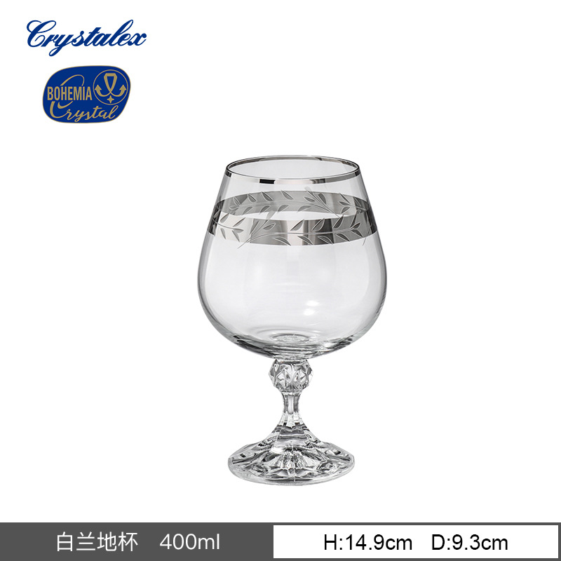 Copa de vino de cristal checo Crystalex importada con detalles en oro, copa retro de lujo ligero, diseño personalizado de alta gama.
