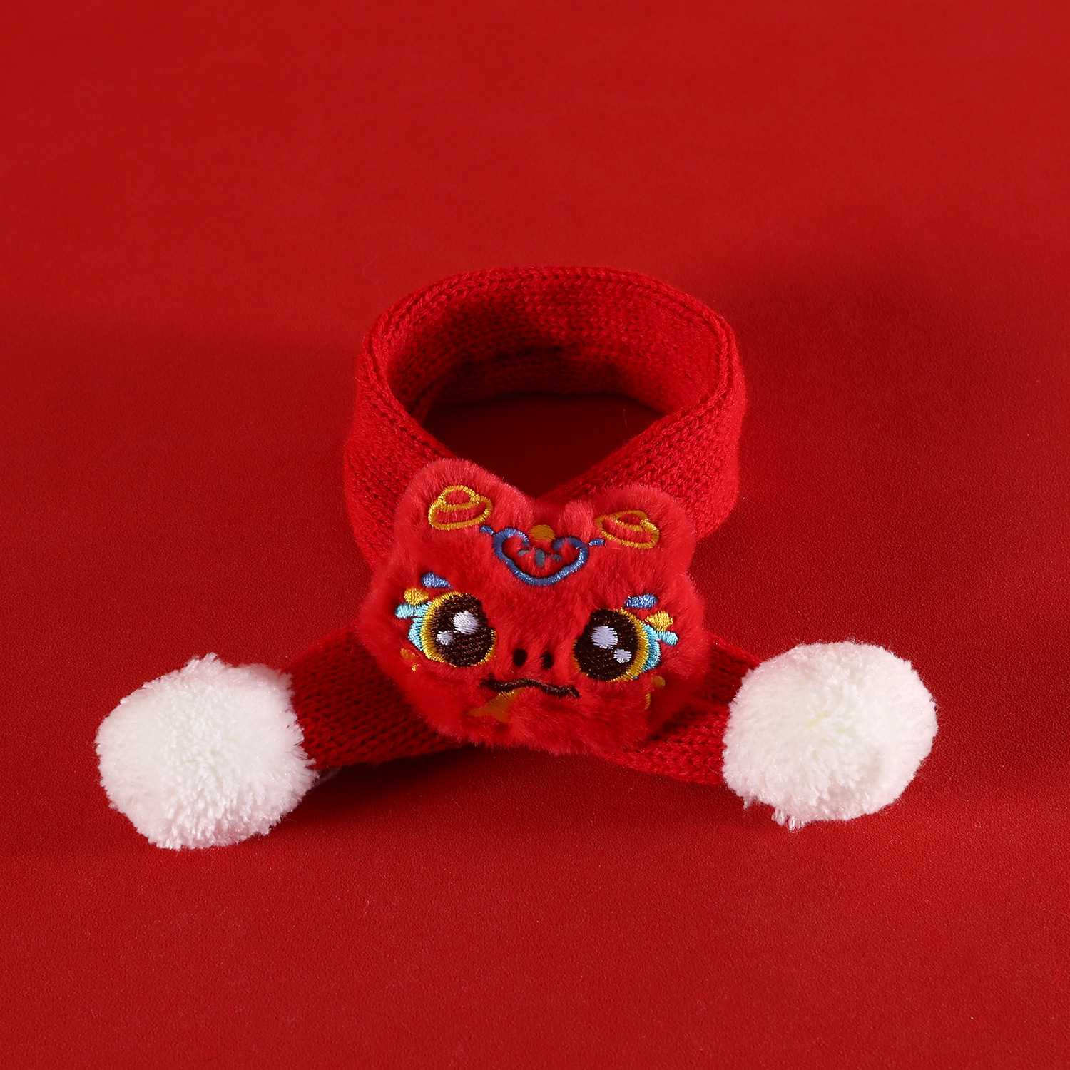 Año de la Serpiente dibujos animados bufandas de mascotas bola de lana de punto Festival de Primavera Año Nuevo 2025 gato Teddy perro collar rojo image 7
