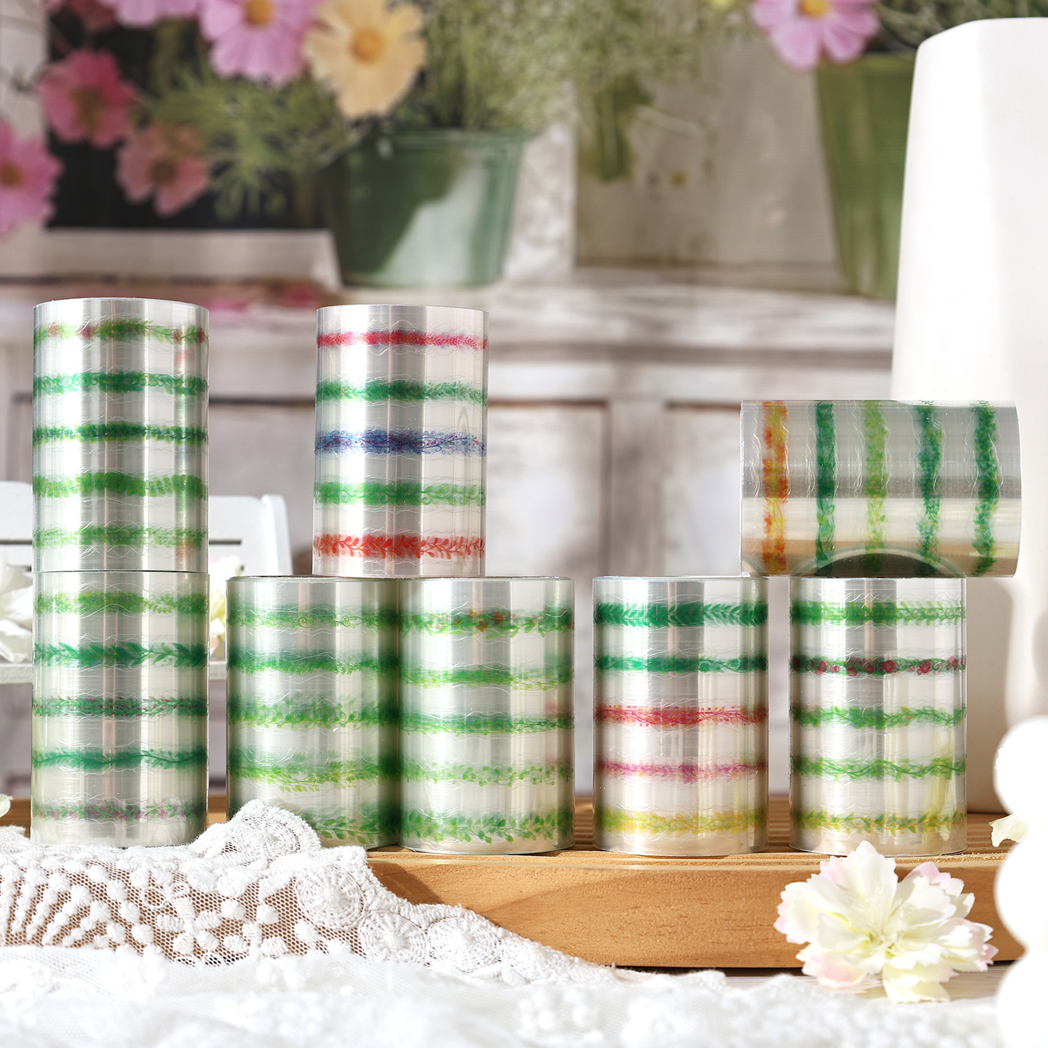 Symphony Ribbon Series Pet Pegamento troquelado impermeable Cinta para cuentas de mano Juego de cajas Diy Material de decoración de cuentas de mano Cinta para collage