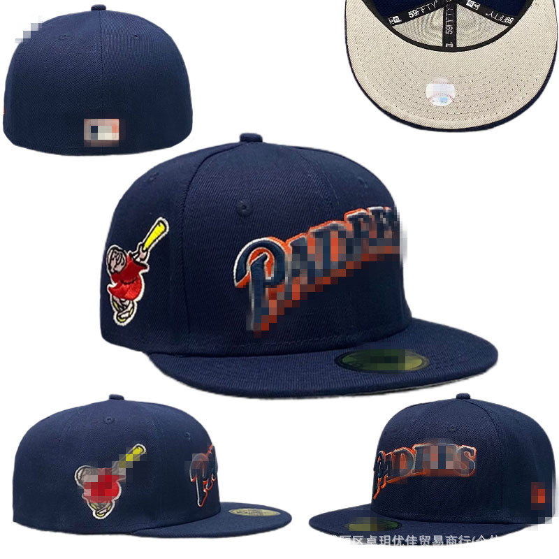 新款教士队棒球帽Padres字母刺绣嘻哈帽尺寸帽时尚帽子Fitted cap|undefined