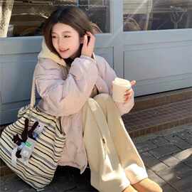 羽绒棉服女冬季2024小个子菱格夹棉外套超好看oversize棉衣棉袄潮