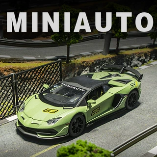 [盒装]建元1:24兰博SVJ63跑车合金声光回力车模型儿童玩具小汽车