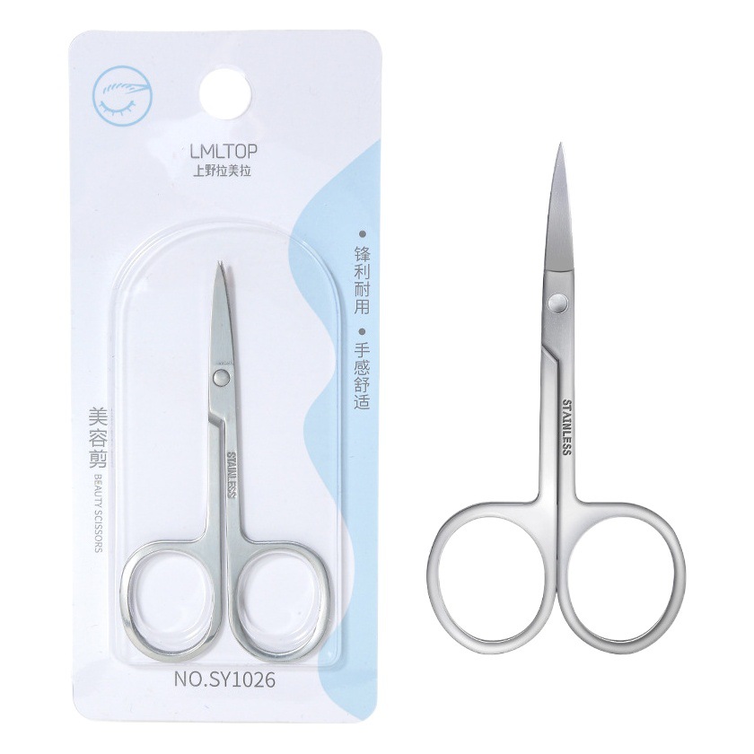 Tijeras de Belleza LMLTOP de Acero Inoxidable con Hoja Curva, Tijeras para Recortar Cejas, Tijeras Pequeñas para Cejas SY1026