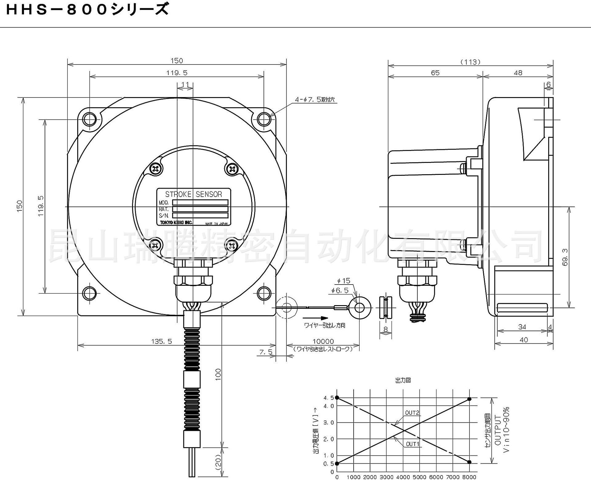 HHS-800-1N0-2-10<strong>工程车辆TOKYOKEIKI东京计器行程传感器</strong>