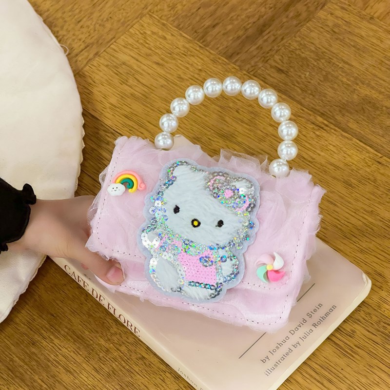 Nuevo bolso de chicas moda lindo caricatura peluche niños un hombro princesa mochila bolso en línea niña pequeña bolsa