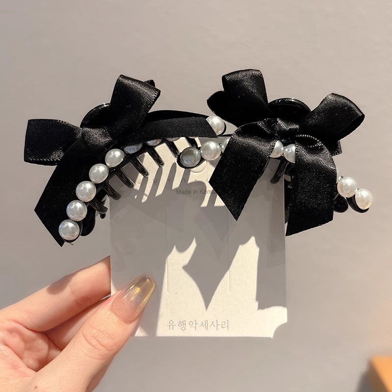 Clip de cabello de arco negro pequeña princesa cabeza agarrando clip de cabello de alta calidad para mujeres frises cortas clip de cabello lateral pinza de cabello