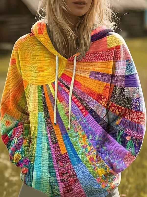 Women's Hooded Sweatshirt 3D Printed Graphic Rainbow Casual Bohemian Pullover Streetwear Women's Hooded Sweatshirt 3D Printed Graphic Rainbow Casual Bohemian Pullover Streetwear