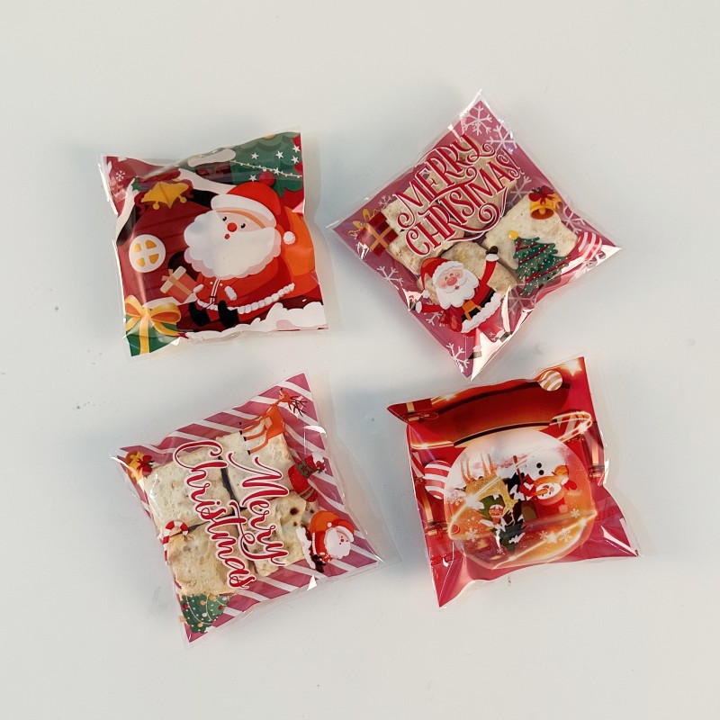 Original de Navidad viejo árbol de Navidad copo de nieve crujiente galleta de vaca de dulces auto-Sellado bolsa de regalo de fiesta pegajosa