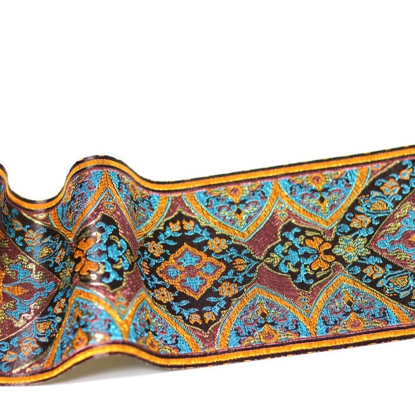 9cm de ancho cuello de alambre de oro cuello nacional puño cortina arena lanzamiento tela de mesa bandeja de té estera de mesa banda de manga