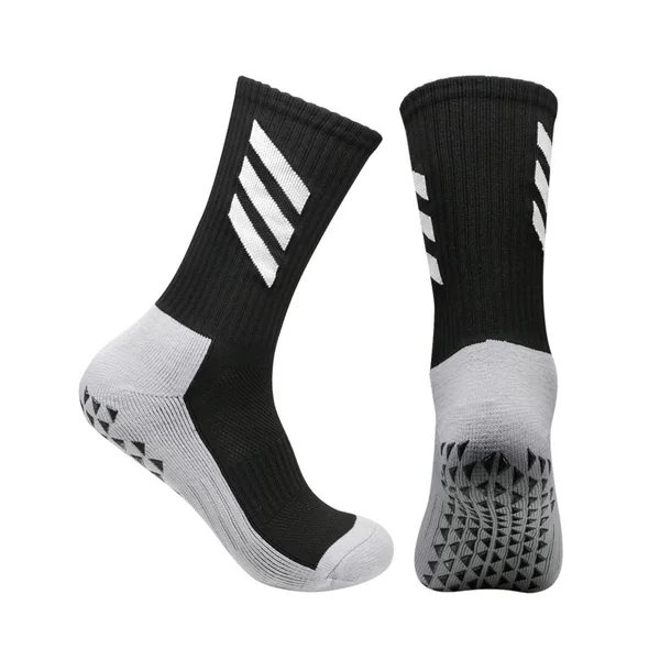 Men's and Women's Three-Stripe Football Socks, Mid-Calf, with Anti-Slip Rubber Dots and Thickened Towel Bottom