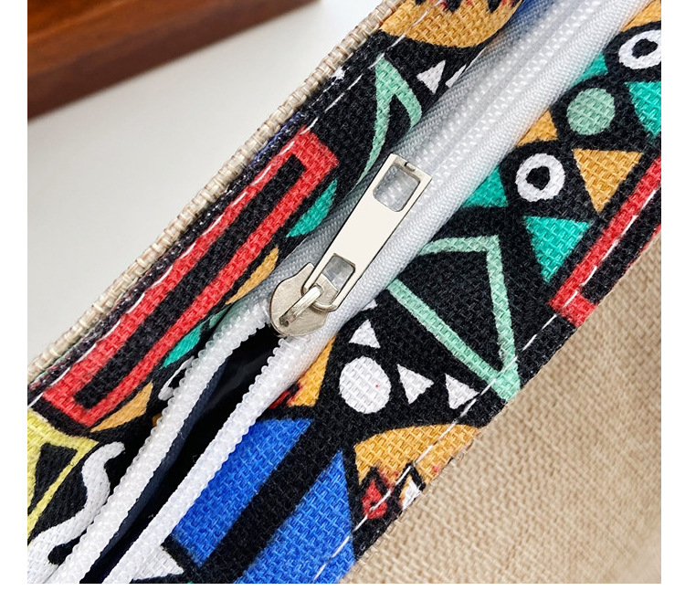 472g Weight Polyester Lining Material Zipper Closure Type Double Shoulder Straps Strap Type Tote Bag Bags Type Street Occasion cotton and linen Material Geometric Pattern All Seasons Season Women's Gender Ethnic Style Style Large Size Women's Large Cotton And Linen Geometric Ethnic Style Zipper Tote Bag 无