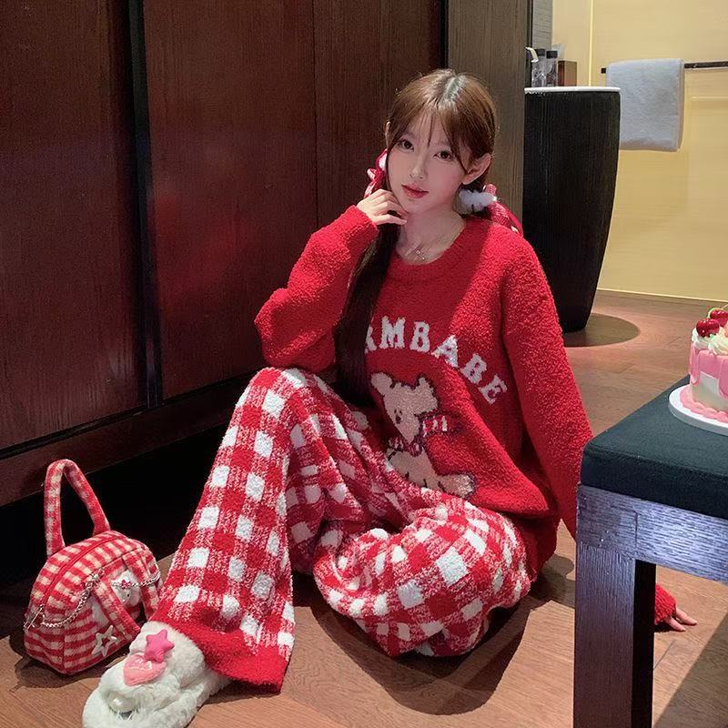 パジャマ 冬用 レディース コーラルフリース 2025年新作 冬用フランネル 秋冬 ホームウェアセット 工場直販