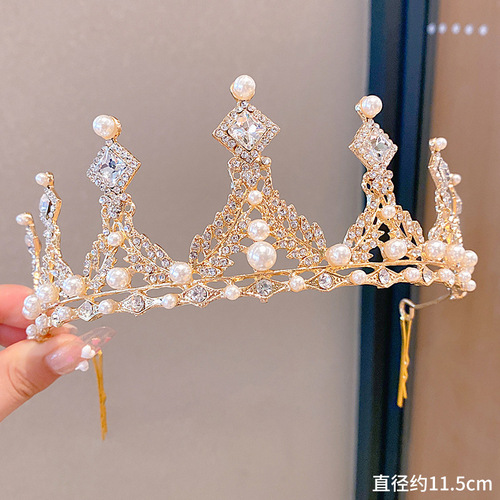 Children's Crown Tiara Princess Girls Performance Crown Crystal Headband Children's Birthday Hair Card Performance Jewelry Wholesale