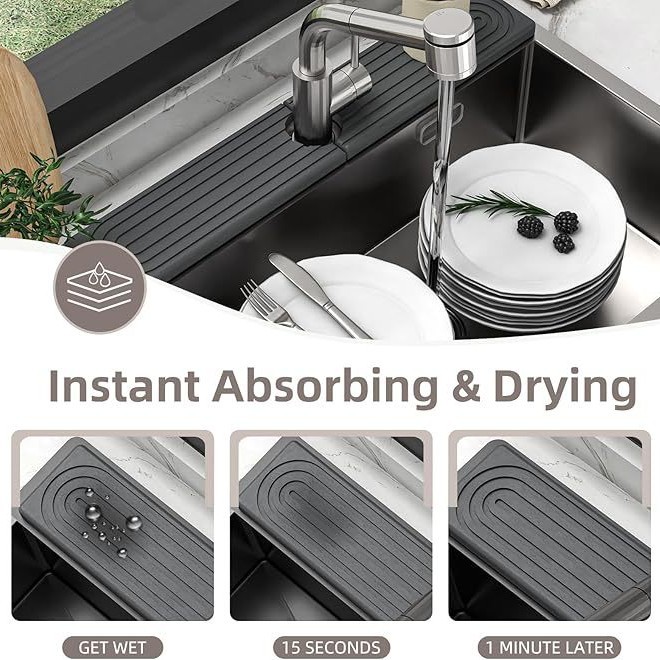 Grifos de agua silenciosos transfronterizos de agua de cocina de baño de agua de absorción de agua de barro de algas almohadilla dura almohadilla de secado de lavado de manos