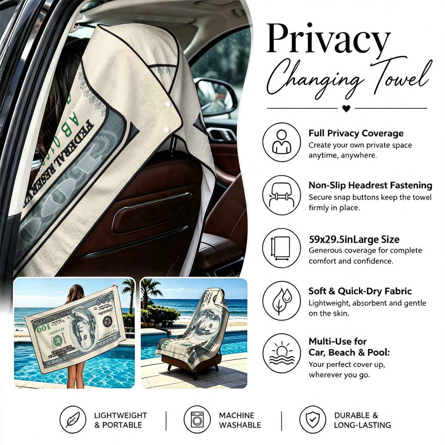2-piece dual-use car seat cover, ultra-fine fiber, can be used as a beach towel, printed car protective seat cover 13