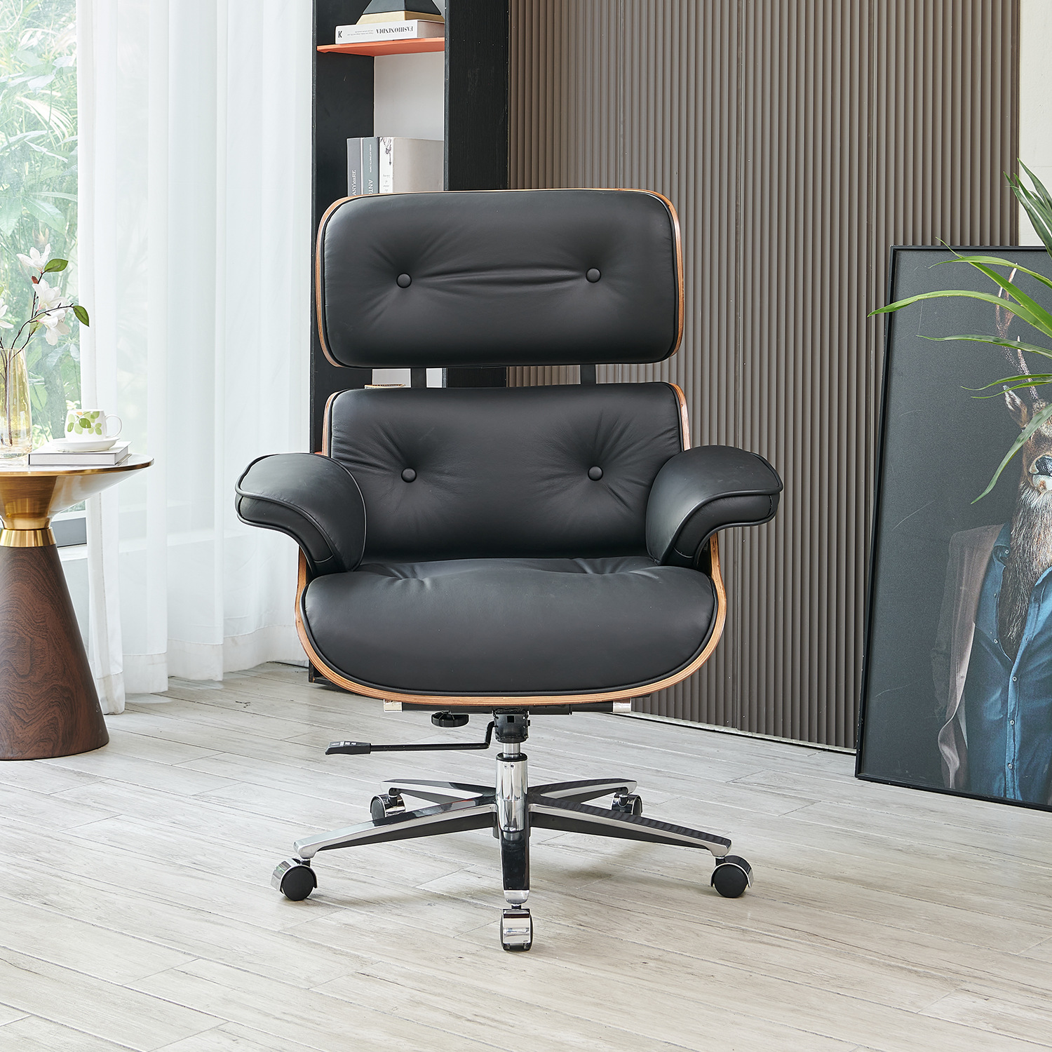 伊姆斯老板椅真皮电脑椅办公椅子网红单人家用书桌直播椅旋转工学